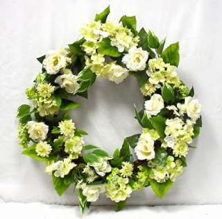 CREAM HYDRANGEA ROSE Wreath Wedding Home Decor  