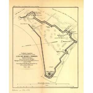  Civil War Map Line of rebel works, Smiths Island, N.C 