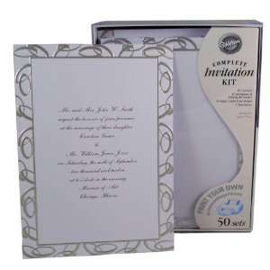  50 Wilton Invitations Joined Together Silver Print Own 