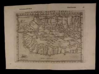   Senegal Canary Islands 1599 Ruscelli antique map w/ sea monster  