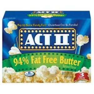 Act ll 94% Fat Free Butter Natural Flavor Popcorn 8.14 oz (Pack of 12 