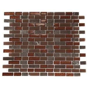  Brick Pattern Copper Clay Blend 1/2X2 Marble & Glass Tile Brick 