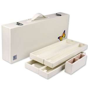  Felt Lined Deluxe Leatherette Mahjong Case   Vanilla 