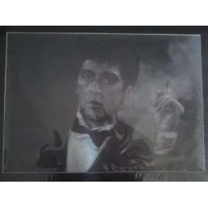   Tony Montana Smoking In A Cool B& W Image From The Movie Toys & Games
