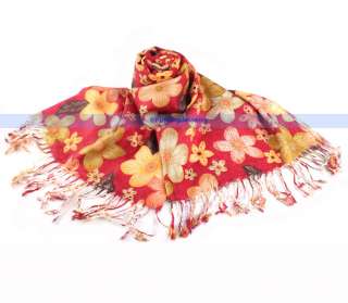 NEW Red Flower Soft Pashmina/Cashmere/Silk Shawl/Scarf 
