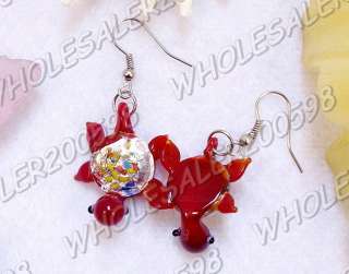 WHOLESALE → 12Pairs ＾ FREE ＾ Colored ▲ Turtle Lampwork Glass 