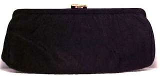 Vintage BLACK SILK CLUTCH Evening Bag Purse Dressy Casual Chic Classy 