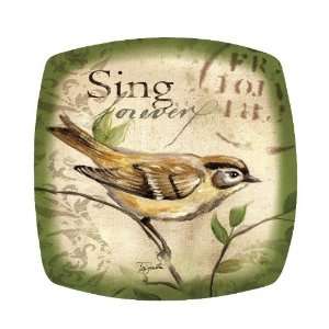  Sing Song Bird Porcelain Winers Wine Glass Topper, Set of 
