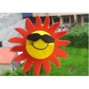 Happy Smiley Face Sun w/ Red Flames & Sunglasses Car Truck SUV Antenna 