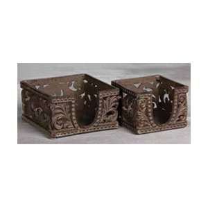  GG Collection Memo Note Holder   Brown Metal, Set of 2 