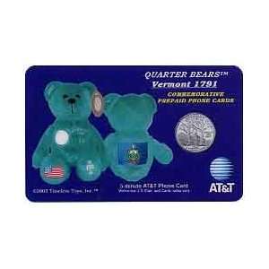   Card 5m Vermont (#14) Quarter Bear Pictures Bean Bag Toy, Coin, Flag