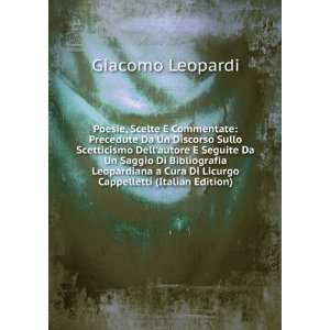   Cura Di Licurgo Cappelletti (Italian Edition) Giacomo Leopardi Books