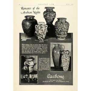  1930 Ad Carbone Arabian Vases Pottery Jars Decorative 