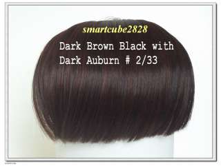 Clip on Full Bang Hair Wig   Dark Brown Auburn #2/33  