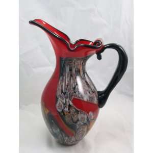  Murano Ruby Marble Random Pitcher Vase C 5