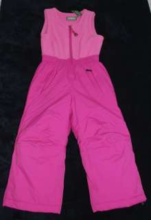   LL Bean Snowscape Pink Winter Ski Snow Bibs Overalls Fleece Size 4 4T