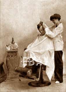 1900S WOMEN LADY FEMALE GIRL WOMAN BARBER SHOP VINTAGE BARBERSHOP 