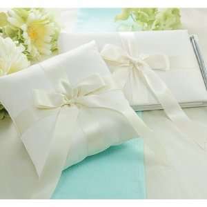   Concepts 7251I Tied with a Bow Guest Book and Ring Pillow Set in Ivory