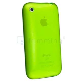 FOR IPHONE 3G S SCREEN GUARD+GREEN SILICONE CASE COVER  