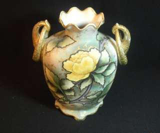 Hand Painted Nippon Floral Vase Stamp # 52 Green  