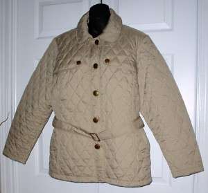 Lands End Wms Tan Quilted Spring Coat 18   20 *Must C*  