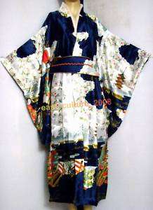Japan Geisha Kimono Dress Robe Night Gown Blue WKD 11  