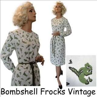   60s Vested Gentress Chipmunk/Squirrel Belted Shift Dress M L  
