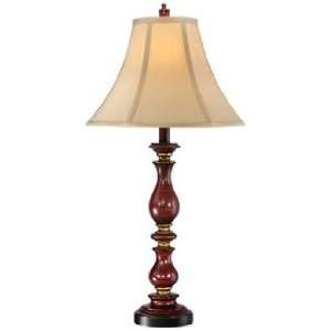    Antique Red and Gold Candlestick Table Lamp