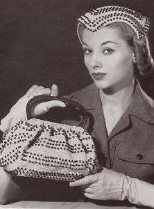 Vintage Crochet PATTERN Hat Evening Bag Beaded 40s 50s  