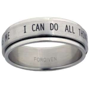  I Can Do All Things Stainless Steel Spinner Ring size 8 Jewelry