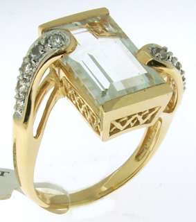 AQUAMARINE/DIAMOND 14k COCKTAIL RING ~ SCRAP PRICE  