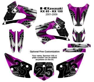 Kawasaki KX 85 /100 MX Graphic Decal Kit 4444 Hot Pink  