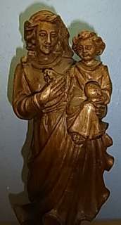 Vintage German Wood Hand Carved Madonna Virgin Mary #2  
