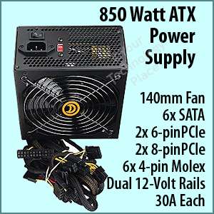 Power AK850 850W Watt ATX Computer Power Supply Dual 12V Rails SATA 