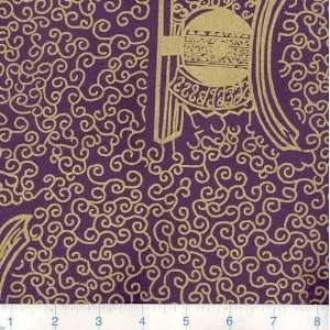  58 Wide African Print Fabric Metallic Scrolls Purple By 