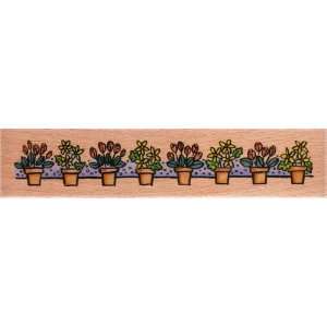 Whimsical Flower Pots Border Whispers Rubber Stamp by Sugarloaf 