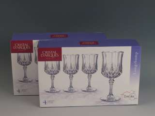 Cristal DArques Longchamp Gold Rim Stemmed Wine Glasses  
