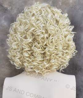 Human Hair Blend wig Curly Pale Blonde Heat Safe 613  