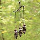 Triple Pinecone Iron Wind Chime Rustic Brown Cabin Lodg