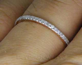 Solid 14kt Rose Gold 0.38Ct Pave Full Cut Diamond Wedding Bands Ring 