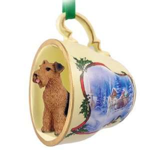    Airedale Christmas Ornament Sleigh Ride Tea Cup