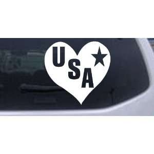 White 20in X 19.3in    USA Heart Military Car Window Wall Laptop Decal 