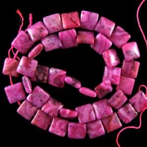  10mm magenta crazy lace agate square beads 16 strand 