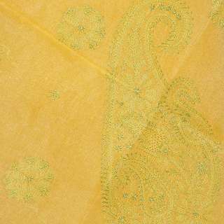 Sari Clothing Cotton Chikan Embroidery Yellow  