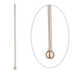 Copper Plated Headpin 1 1/2 inch w/ 1.5mm Ball 24 Gauge  