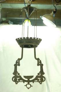 Antique Victorian B&H Hanging Oil Lamp Cast Iron Pat. 1877  