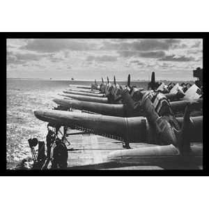  U.S. Navy Airplanes Packed on Deck   12x18 Framed Print in 