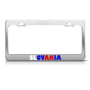  Slovakia Flag Country license plate frame Stainless Metal 
