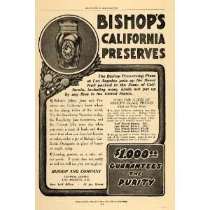  1903 Vintage Ad Bishop California Preserves Jelly Jam 