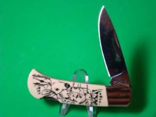   Cream Scrimshaw Deer Hdl Lockback Pocket Knife 7111 18 MJB  